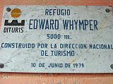 Ecuador Chimborazo 04-03 Whymper Refuge Sign We stopped at Refugio Whymper for some tea, and also had our pack lunch. Here is the sign for the Whymper Refuge (5000m).